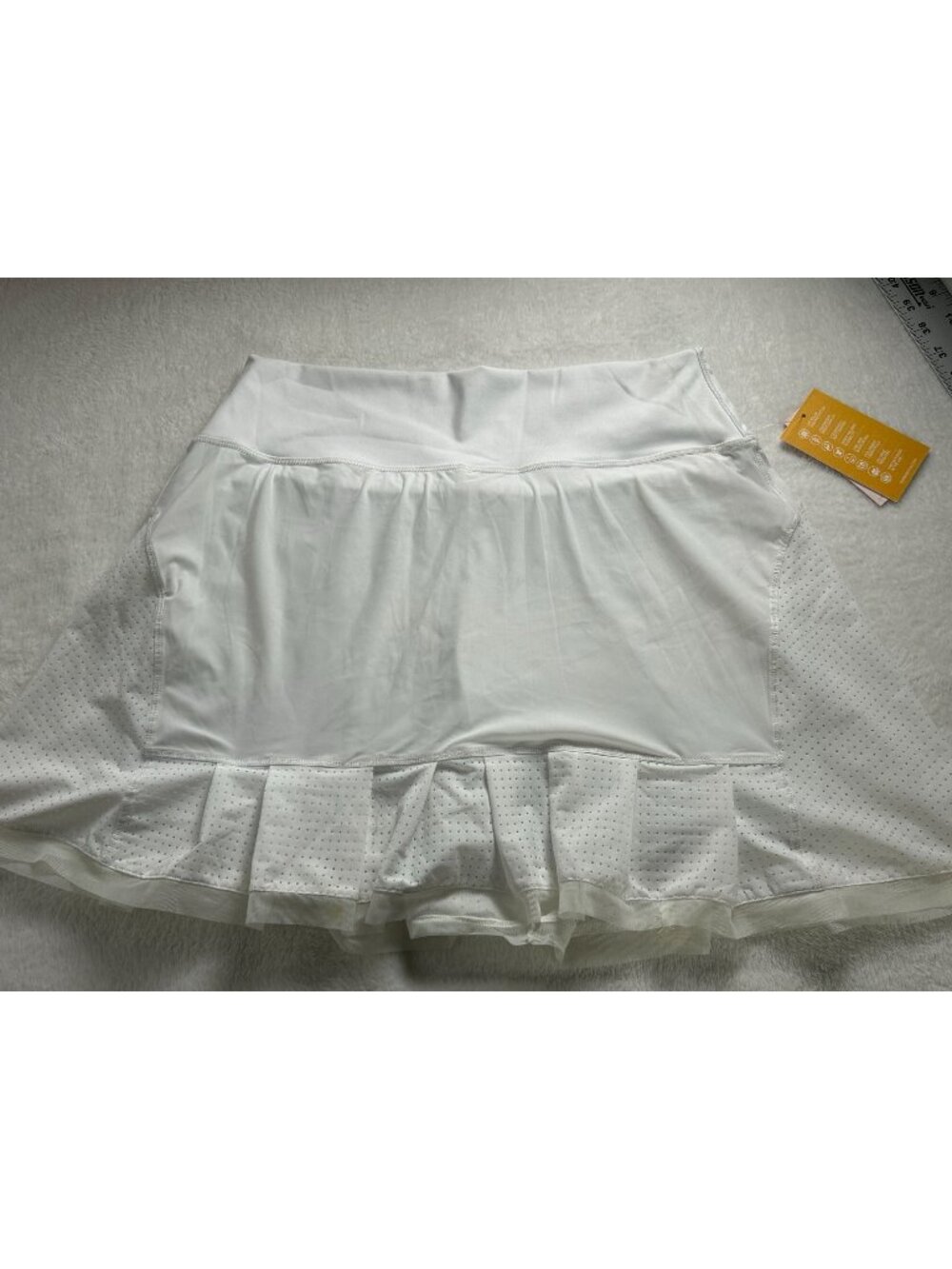 Bobbe Active Womens Athletic Skort XL Perforated Ruffle Hem White Stretch New